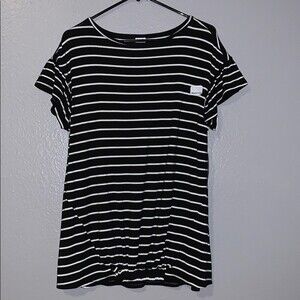 Maternity Ruffle Stripe Top with Elastic Band